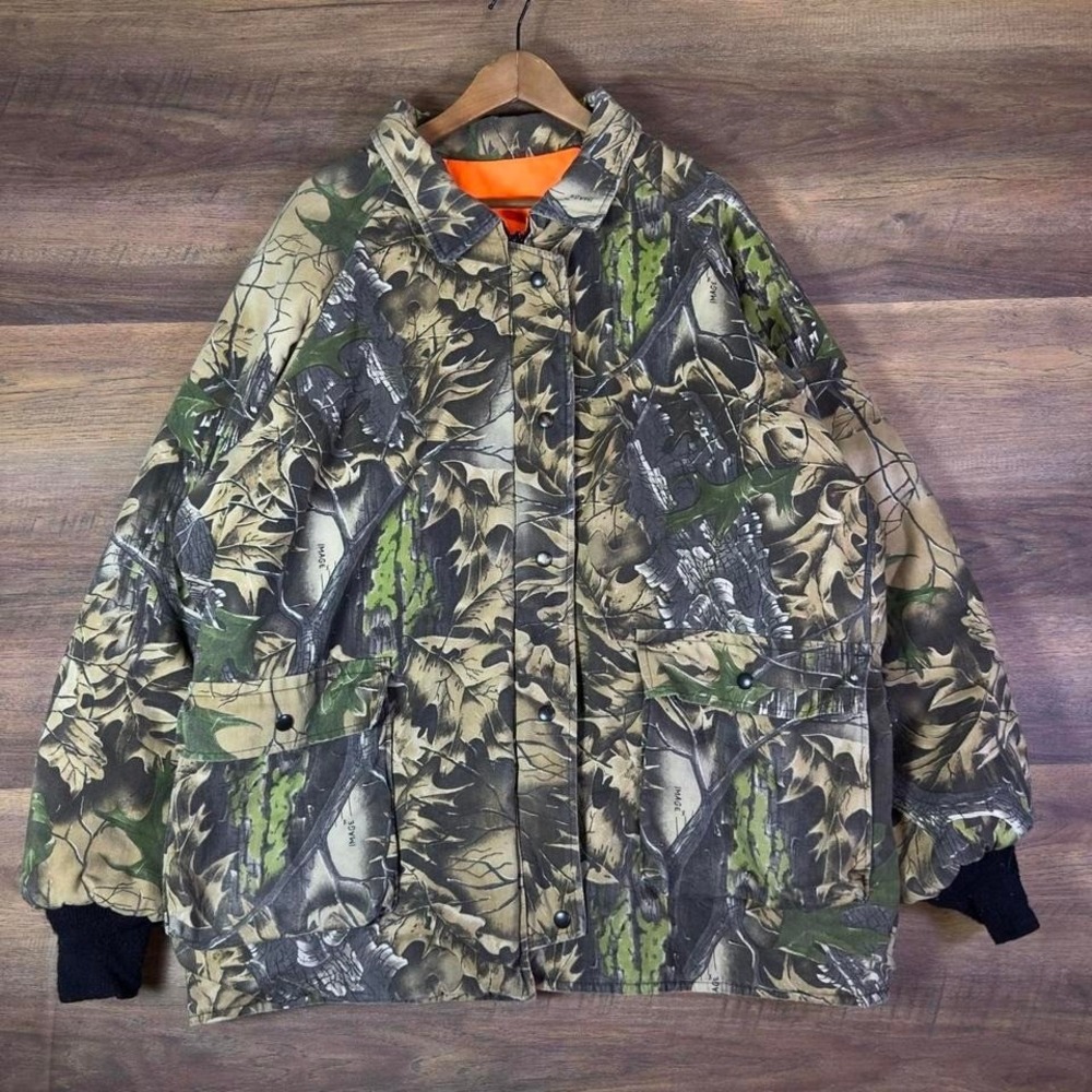 Vintage Reversible Camo Hunting Jacket Men's XL Blaze‎ Orange